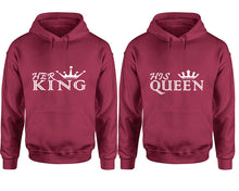 Load image into Gallery viewer, Her King and His Queen hoodies, Matching couple hoodies, Maroon pullover hoodies