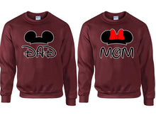 Load image into Gallery viewer, Dad Mom couple sweatshirts. Maroon sweaters for men, sweaters for women. Sweat shirt. Matching sweatshirts for couples