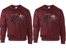 將圖片載入圖庫檢視器 King and Queen couple sweatshirts. Maroon sweaters for men, sweaters for women. Sweat shirt. Matching sweatshirts for couples