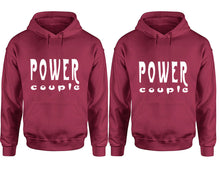 將圖片載入圖庫檢視器 Power Couple hoodies, Matching couple hoodies, Maroon pullover hoodies