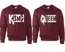 將圖片載入圖庫檢視器 King and Queen couple sweatshirts. Maroon sweaters for men, sweaters for women. Sweat shirt. Matching sweatshirts for couples