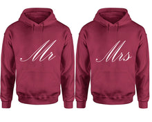 Load image into Gallery viewer, Mr and Mrs hoodies, Matching couple hoodies, Maroon pullover hoodies