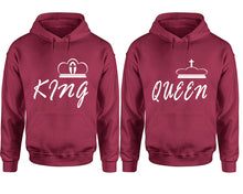 將圖片載入圖庫檢視器 King and Queen hoodies, Matching couple hoodies, Maroon pullover hoodies