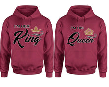Load image into Gallery viewer, King Queen hoodie, Matching couple hoodies, Maroon pullover hoodies. Couple jogger pants and hoodies set.