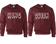 將圖片載入圖庫檢視器 King and Queen couple sweatshirts. Maroon sweaters for men, sweaters for women. Sweat shirt. Matching sweatshirts for couples
