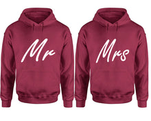 Load image into Gallery viewer, Mr and Mrs hoodies, Matching couple hoodies, Maroon pullover hoodies