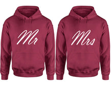 Load image into Gallery viewer, Mr and Mrs hoodies, Matching couple hoodies, Maroon pullover hoodies