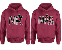 Load image into Gallery viewer, Mr Mrs hoodie, Matching couple hoodies, Maroon pullover hoodies. Couple jogger pants and hoodies set.