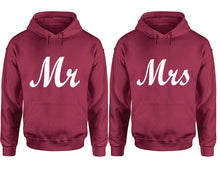 Load image into Gallery viewer, Mr and Mrs hoodies, Matching couple hoodies, Maroon pullover hoodies