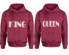將圖片載入圖庫檢視器 King and Queen hoodies, Matching couple hoodies, Maroon pullover hoodies
