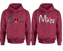 將圖片載入圖庫檢視器 Soul Mate hoodie, Matching couple hoodies, Maroon pullover hoodies. Couple jogger pants and hoodies set.