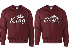 將圖片載入圖庫檢視器 King and Queen couple sweatshirts. Maroon sweaters for men, sweaters for women. Sweat shirt. Matching sweatshirts for couples