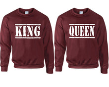 將圖片載入圖庫檢視器 King and Queen couple sweatshirts. Maroon sweaters for men, sweaters for women. Sweat shirt. Matching sweatshirts for couples