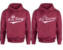 Load image into Gallery viewer, Her King His Queen hoodie, Matching couple hoodies, Maroon pullover hoodies. Couple jogger pants and hoodies set.
