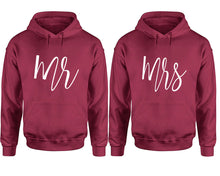 Load image into Gallery viewer, Mr and Mrs hoodies, Matching couple hoodies, Maroon pullover hoodies