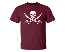 Load image into Gallery viewer, Jolly Roger custom t shirts, graphic tees. Maroon t shirts for men. Maroon t shirt for mens, tee shirts.