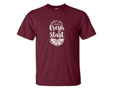 Load image into Gallery viewer, Every Day is a Fresh Start custom t shirts, graphic tees. Maroon t shirts for men. Maroon t shirt for mens, tee shirts.