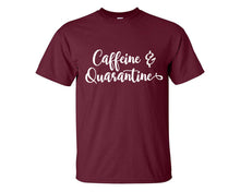 將圖片載入圖庫檢視器 Caffeine and Quarantine custom t shirts, graphic tees. Maroon t shirts for men. Maroon t shirt for mens, tee shirts.