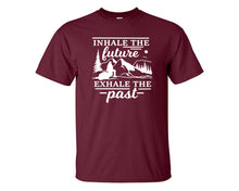 Load image into Gallery viewer, Inhale The Future Exhale The Past custom t shirts, graphic tees. Maroon t shirts for men. Maroon t shirt for mens, tee shirts.