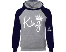 Load image into Gallery viewer, King designer hoodies. Navy Blue Grey Hoodie, hoodies for men, unisex hoodies