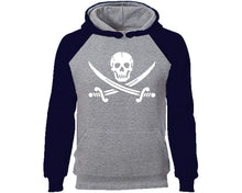 Load image into Gallery viewer, Jolly Roger designer hoodies. Navy Blue Grey Hoodie, hoodies for men, unisex hoodies