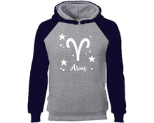 將圖片載入圖庫檢視器 Aries Zodiac Sign hoodie. Navy Blue Grey Hoodie, hoodies for men, unisex hoodies