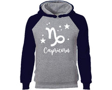 Load image into Gallery viewer, Capricorn Zodiac Sign hoodie. Navy Blue Grey Hoodie, hoodies for men, unisex hoodies