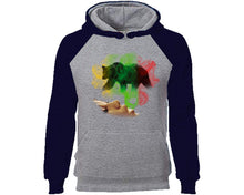 將圖片載入圖庫檢視器 Woman Rasta Smoke Bear designer hoodies. Navy Blue Grey Hoodie, hoodies for men, unisex hoodies