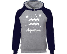 將圖片載入圖庫檢視器 Aquarius Zodiac Sign hoodie. Navy Blue Grey Hoodie, hoodies for men, unisex hoodies