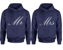Load image into Gallery viewer, Mr and Mrs hoodies, Matching couple hoodies, Navy Blue pullover hoodies