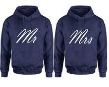 Load image into Gallery viewer, Mr and Mrs hoodies, Matching couple hoodies, Navy Blue pullover hoodies