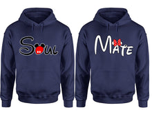 將圖片載入圖庫檢視器 Soul Mate hoodie, Matching couple hoodies, Navy Blue pullover hoodies. Couple jogger pants and hoodies set.