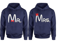 Load image into Gallery viewer, Mr Mrs hoodie, Matching couple hoodies, Navy Blue pullover hoodies. Couple jogger pants and hoodies set.