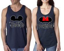 Load image into Gallery viewer, Dad Mom  matching couple tank tops. Couple shirts, Navy Blue tank top for men, tank top for women. Cute shirts.