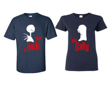 Load image into Gallery viewer, Her Jack His Sally matching couple shirts.Couple shirts, Navy Blue t shirts for men, t shirts for women. Couple matching shirts.