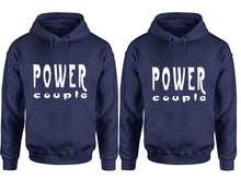 將圖片載入圖庫檢視器 Power Couple hoodies, Matching couple hoodies, Navy Blue pullover hoodies