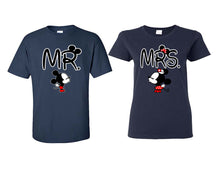 Load image into Gallery viewer, Mr Mrs matching couple shirts.Couple shirts, Navy Blue t shirts for men, t shirts for women. Couple matching shirts.