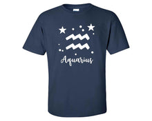 Load image into Gallery viewer, Aquarius custom t shirts, graphic tees. Navy Blue t shirts for men. Navy Blue t shirt for mens, tee shirts.