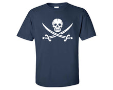 Load image into Gallery viewer, Jolly Roger custom t shirts, graphic tees. Navy Blue t shirts for men. Navy Blue t shirt for mens, tee shirts.