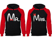 將圖片載入圖庫檢視器 Mr Mrs couple hoodies, raglan hoodie. Red Black hoodie mens, Red Black red hoodie womens.