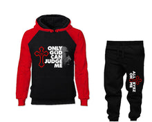 將圖片載入圖庫檢視器 Only God Can Judge Me outfits bottom and top, Red Black hoodies for men, Red Black mens joggers. Hoodie and jogger pants for mens