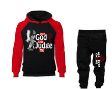 Load image into Gallery viewer, Only God Can Judge Me outfits bottom and top, Red Black hoodies for men, Red Black mens joggers. Hoodie and jogger pants for mens