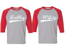 將圖片載入圖庫檢視器 Hubby and Wifey matching couple baseball shirts.Couple shirts, Red Grey 3/4 sleeve baseball t shirts. Couple matching shirts.