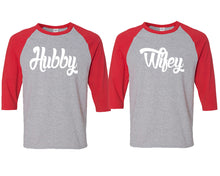 將圖片載入圖庫檢視器 Hubby and Wifey matching couple baseball shirts.Couple shirts, Red Grey 3/4 sleeve baseball t shirts. Couple matching shirts.