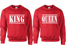 將圖片載入圖庫檢視器 King and Queen couple sweatshirts. Red sweaters for men, sweaters for women. Sweat shirt. Matching sweatshirts for couples
