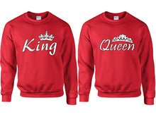 將圖片載入圖庫檢視器 King and Queen couple sweatshirts. Red sweaters for men, sweaters for women. Sweat shirt. Matching sweatshirts for couples