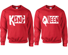 將圖片載入圖庫檢視器 King and Queen couple sweatshirts. Red sweaters for men, sweaters for women. Sweat shirt. Matching sweatshirts for couples