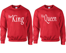 將圖片載入圖庫檢視器 Her King and His Queen couple sweatshirts. Red sweaters for men, sweaters for women. Sweat shirt. Matching sweatshirts for couples