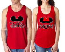 Load image into Gallery viewer, Dad Mom  matching couple tank tops. Couple shirts, Red tank top for men, tank top for women. Cute shirts.