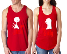 Load image into Gallery viewer, Her Jack His Sally  matching couple tank tops. Couple shirts, Red tank top for men, tank top for women. Cute shirts.